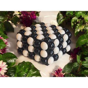 New Medium Retro Black & White Bubble Retro MCM Storage Jewelry Box Decor